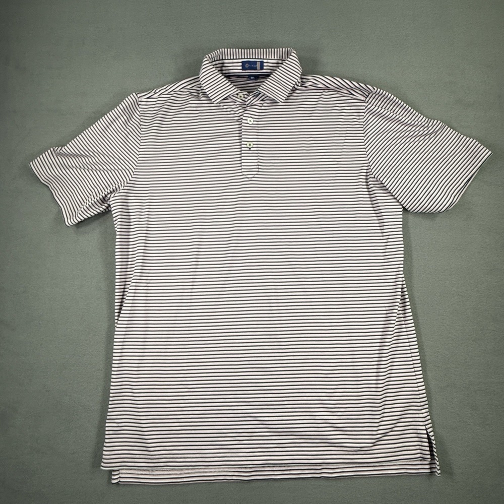 STITCH Men's M/L Pink Striped Performance Golf Polo Shirt Short Sleeve
